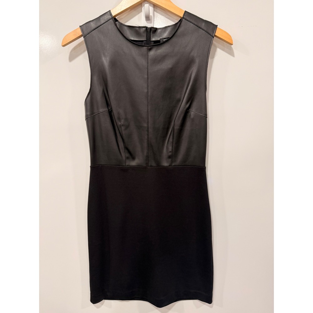 Kenneth Cole‎ New York Black Faux Leather Mixed Media Mini Dress Sz 4 Sleeveless